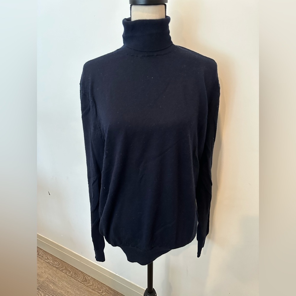 Polo Ralph Lauren Navy Blue Merino Wool Turtleneck XL Equestrian Old Money